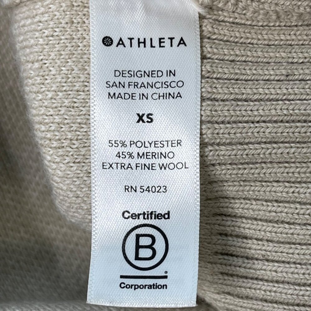 Athleta Jacquard Crew Textured Sweater Womens XS Frosted Floral Cream Athleisure - Picture 4 of 9